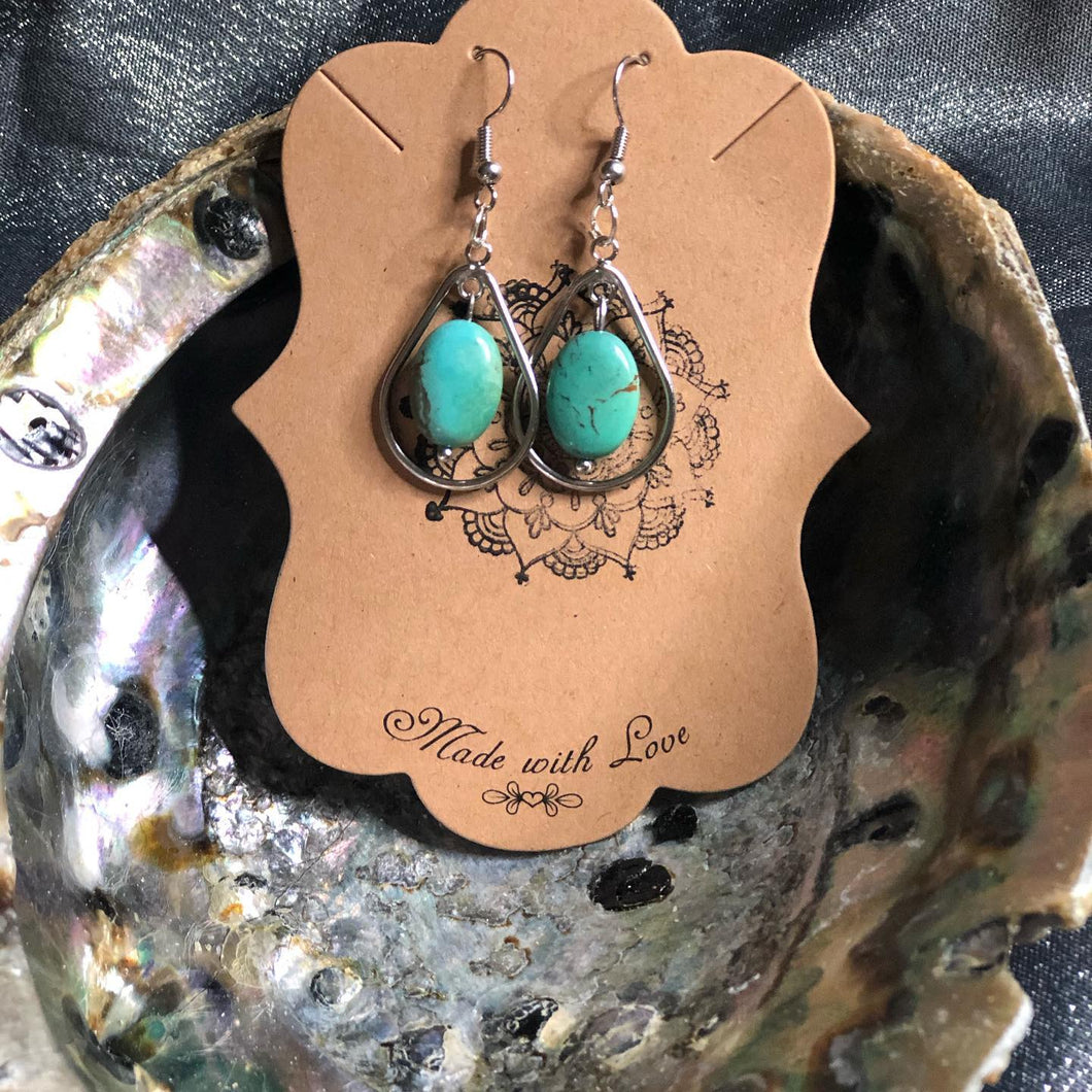 HANDMADE TURQUOISE  TEARDROP EARRINGS