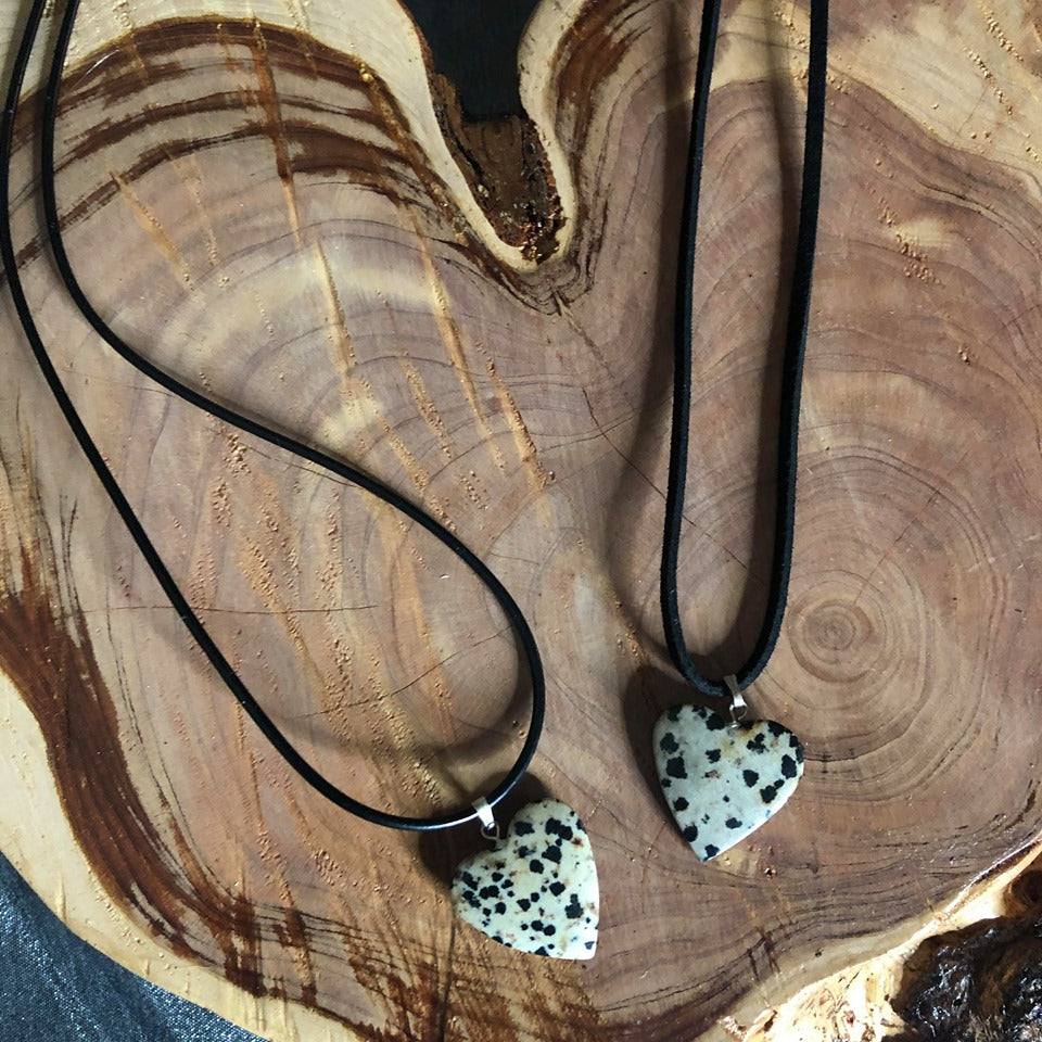 Dalmatian Jasper Heart Pendant