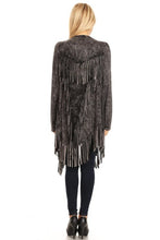 Load image into Gallery viewer, Acid Washed Black Fringe Cardigan
