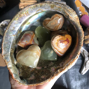 Green ONXY HEART palm stone