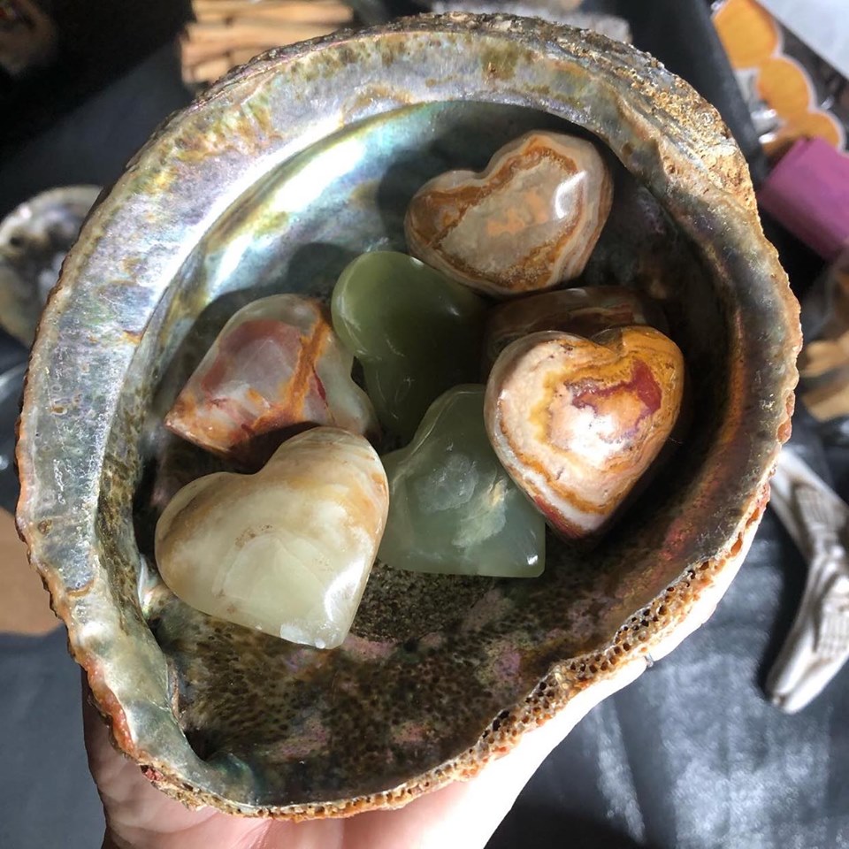 Green ONXY HEART palm stone